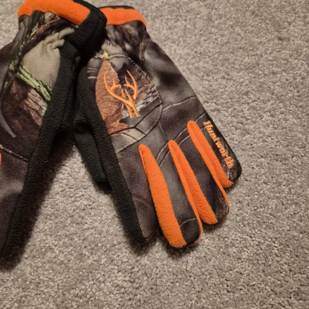 ❤️‍🔥 Huntworth Boys M Camo Orange Insulated Winter Gloves